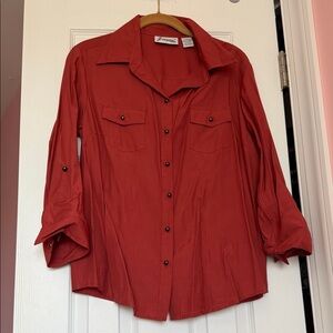 NEW Journey Red Button-Front Utility Blouse